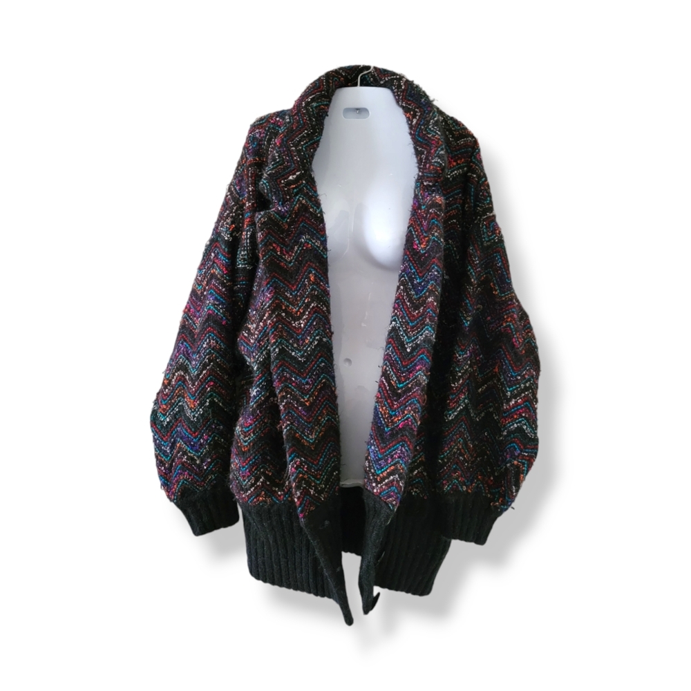 J.J. Browne | VTG Chevron Oversized Chunky Knit Cardigan (SIZE M)